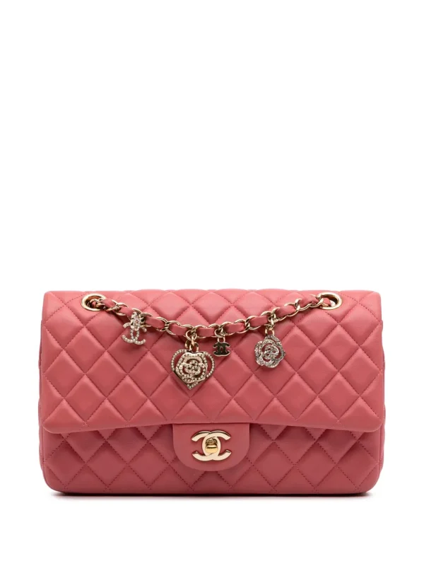 2014 Medium Classic Lambskin Valentines Heart Charms Single Flap shoulder bag
