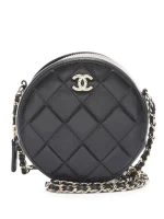 2020 CC Quilted Calfskin Round Clutch with Chain crossbody bag