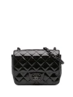 2021-2024 Mini Square Classic Patent So Black Single Flap crossbody bag