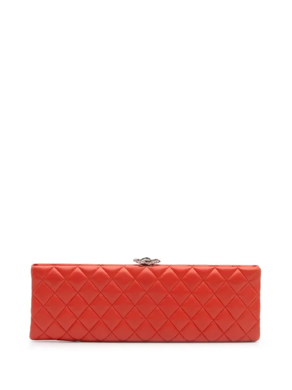 2014-2015 Quilted Lambskin Crystal Camellia Long clutch bag