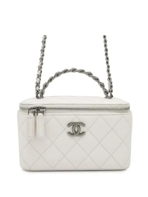 2021-2025 CC Quilted Lambskin Chain Top Handle vanity bag