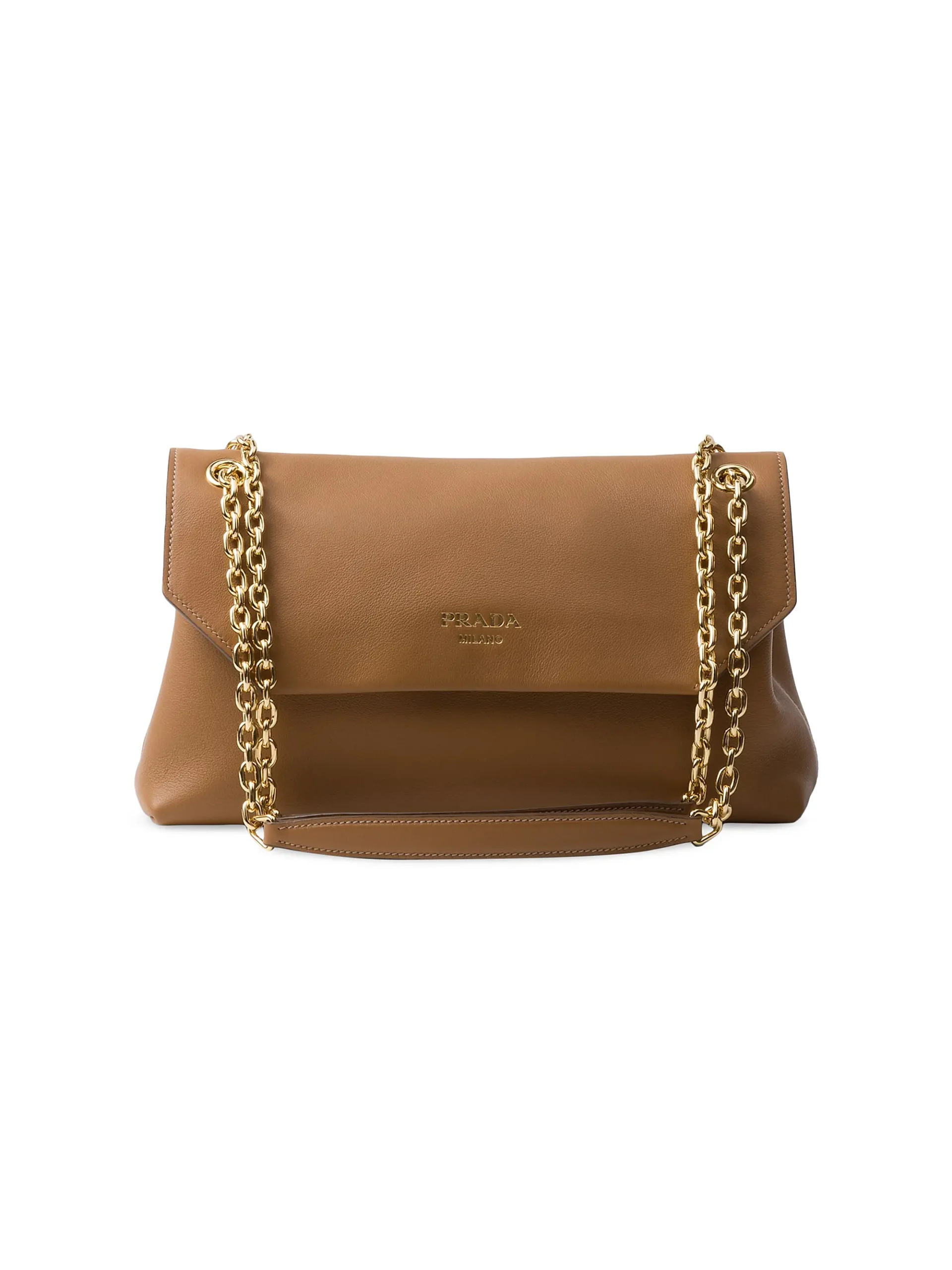 0400021392757_BROWN Prada Medium Leather Shoulder Bag – תמונה 1