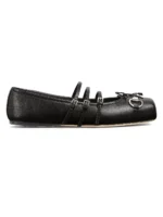 GUCCI Black Leather Ballet Flats