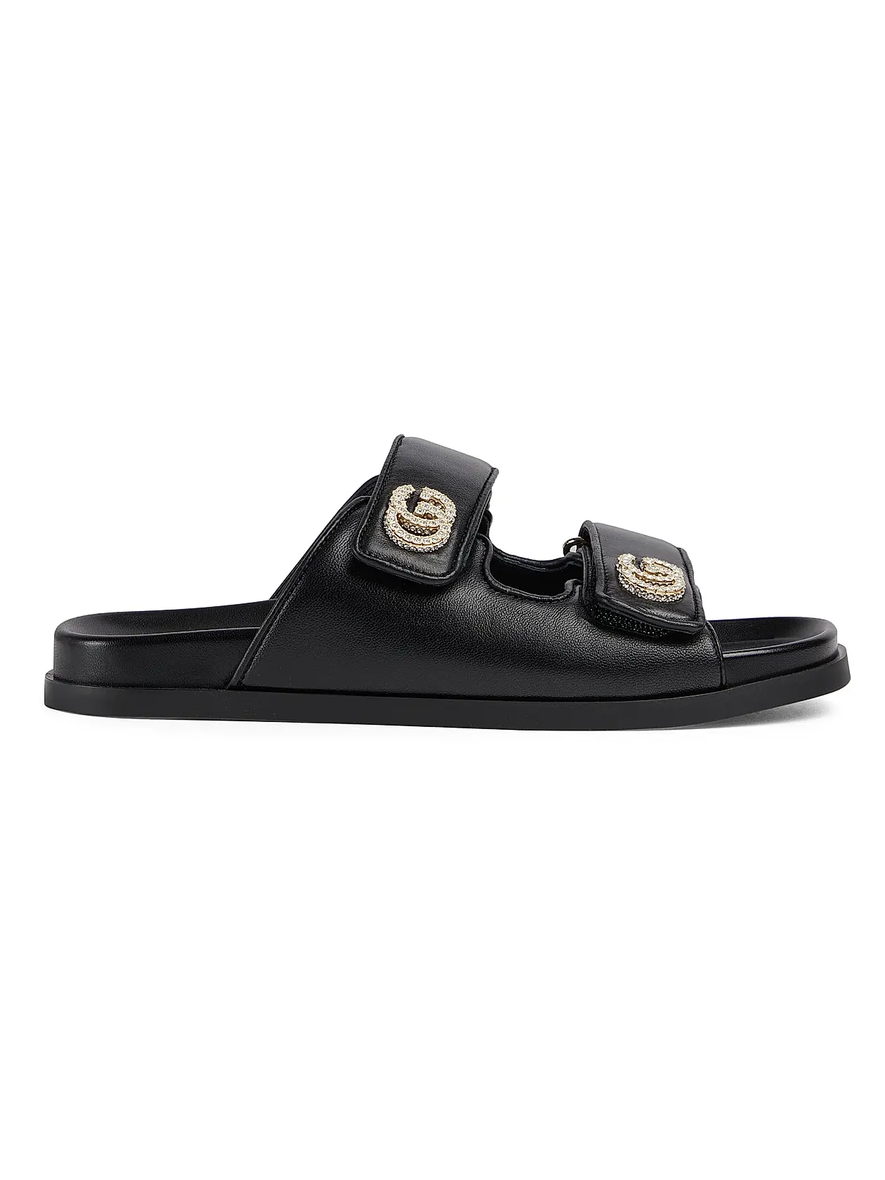 0400022072543_BLACK GUCCI Marmont Leather Flat Sandals – תמונה 1