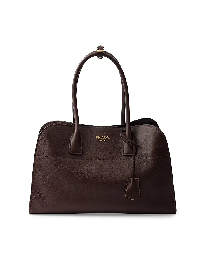 0400022780254_DARKBROWN Prada Medium Leather Shoulder Bag – תמונה 1