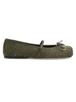 GUCCI Canvas & Leather Ballerina Flats