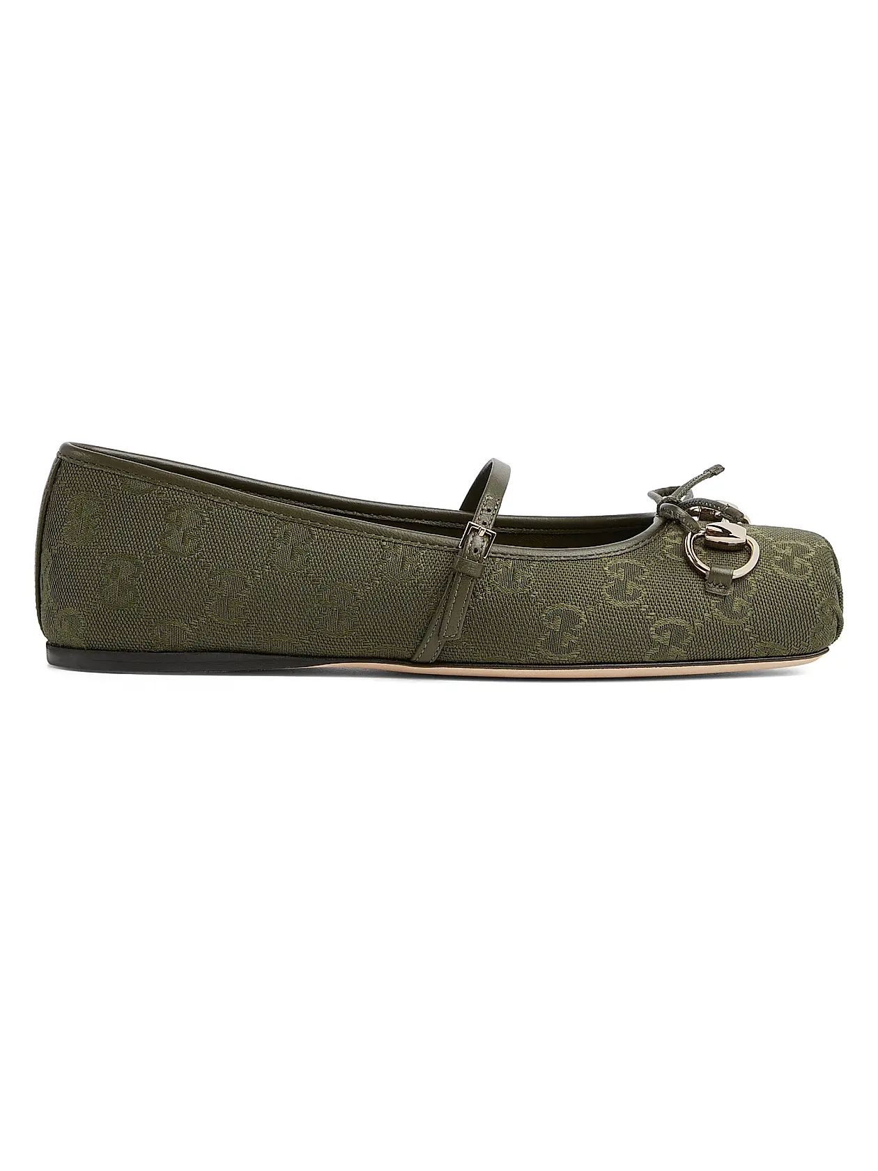 0400022933984_BOTTLE GUCCI Canvas & Leather Ballerina Flats – תמונה 1