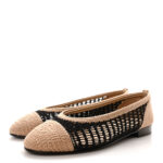 ⁦Chanel Raffia Black Beige Ballet Flat⁩ – תמונה ⁦4⁩