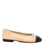 Chanel Beige Black Ballet Flat