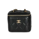 Chanel Black Quilted Lambskin Pearl Crush Small Box Bag