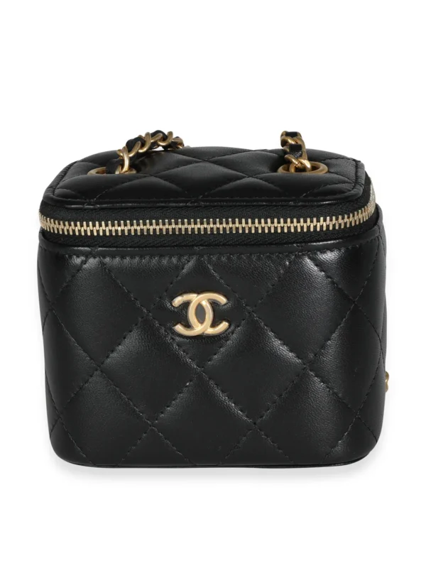 Chanel Black Quilted Lambskin Pearl Crush Small Box Bag
