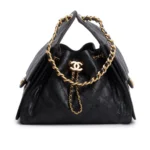 Chanel Black Caviar Leather 25 Small Bucket Bag