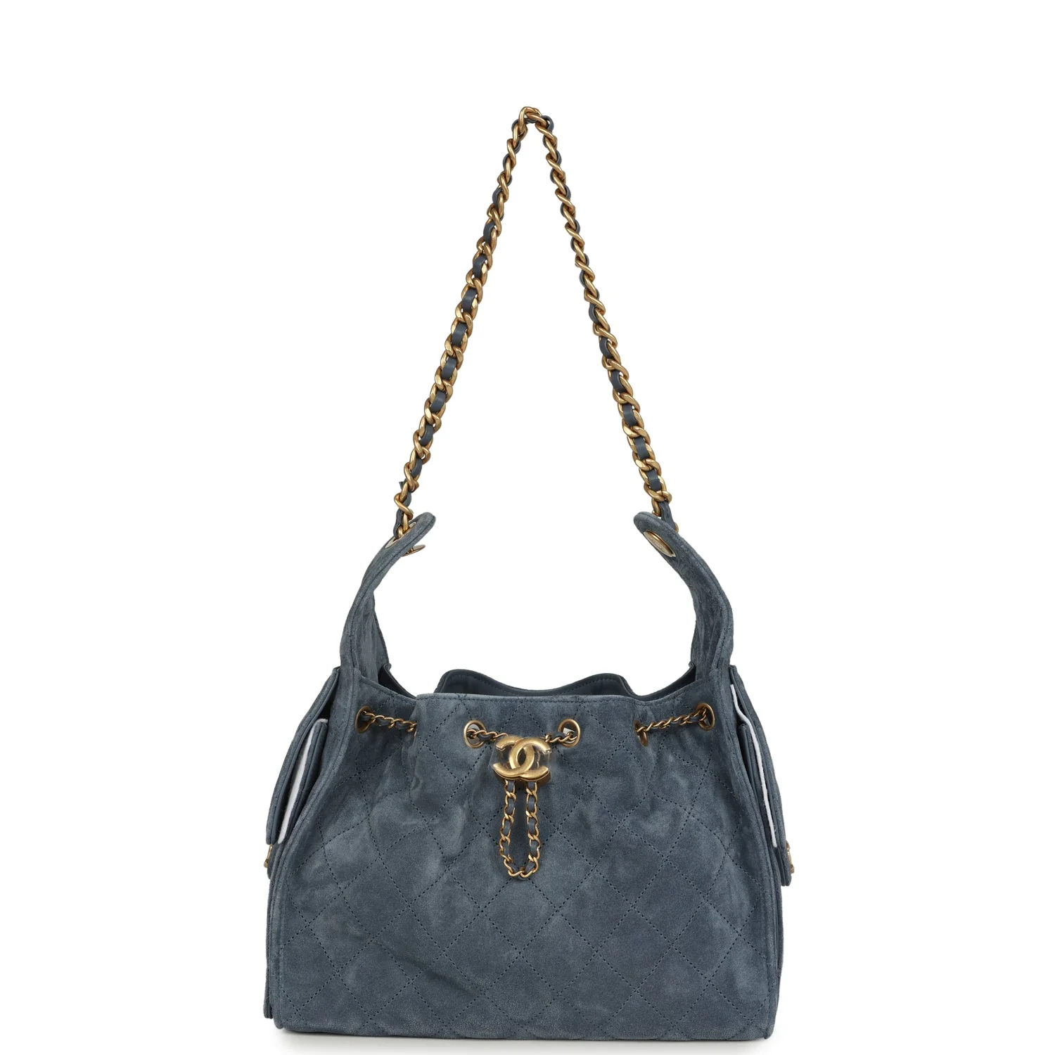 C-FN-250929-6-KN-06 Chanel Small 25 Hobo Bag Blue Suede – תמונה 1