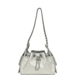 Chanel Mini 25 Metallic Silver Caviar Bucket Bag