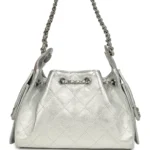⁦Chanel Mini 25 Metallic Silver Caviar Bucket Bag⁩ – תמונה ⁦3⁩