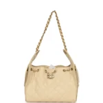 Chanel Small 25 Hobo Bag Light Beige Caviar