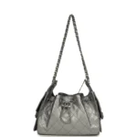 Chanel Mini 25 Hobo Bag Metallic Caviar Silver