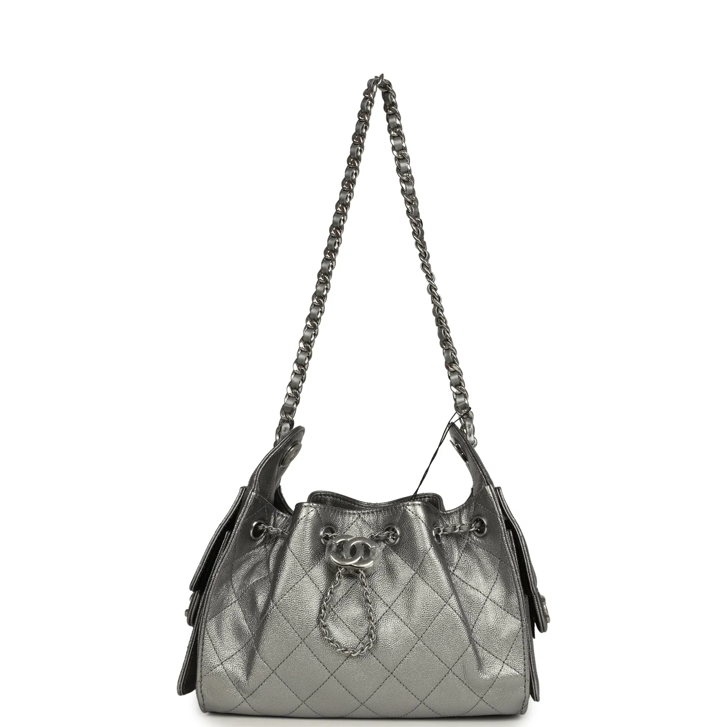 C-FN-251208-10-06 Chanel Mini 25 Hobo Bag Metallic Caviar Silver – תמונה 1